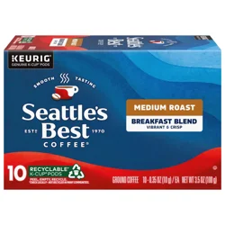 Seattle's Best Coffee Breakfast Blend Medium Roast Single Cup Coffee for Keurig Brewers, 1 Box of 10 (10 Total K-Cup pods)