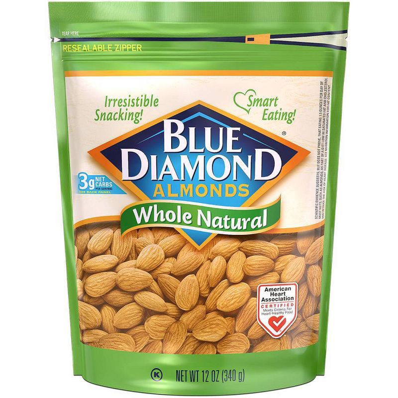 slide 2 of 3, Blue Diamond Almonds Whole Natural - 12oz, 12 oz