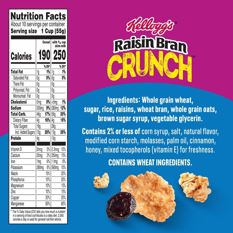slide 8 of 17, Kellogg's Raisin Bran Crunch Cereal - 20.7oz, 20.7 oz
