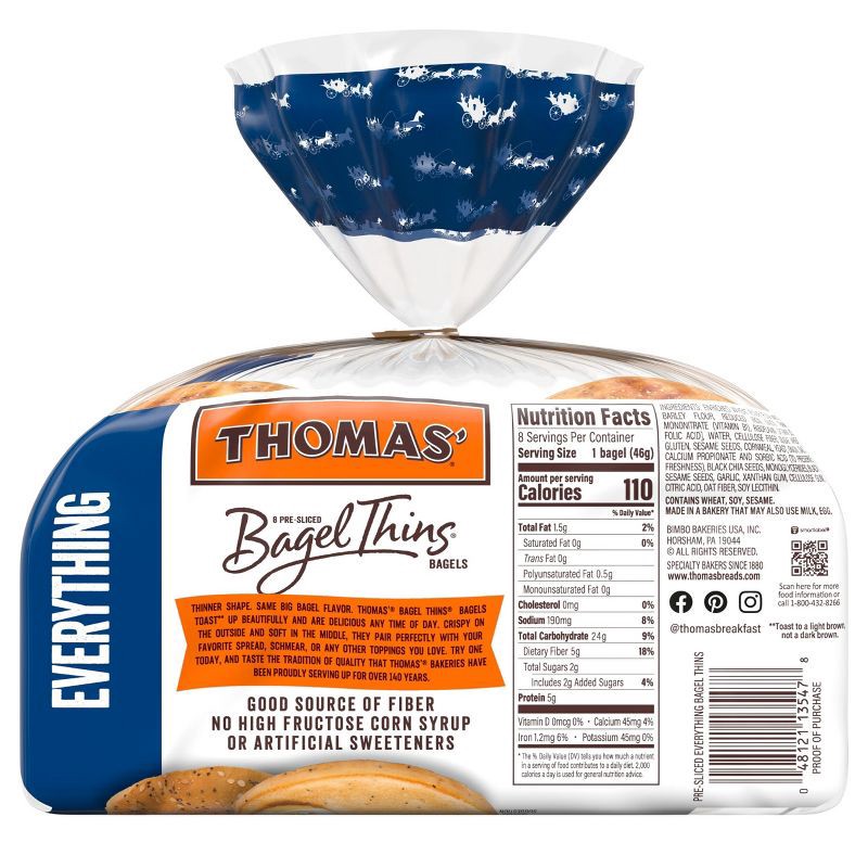 slide 2 of 10, Thomas' Everything Bagel Thins - 13oz/8ct, 8 ct; 13 oz