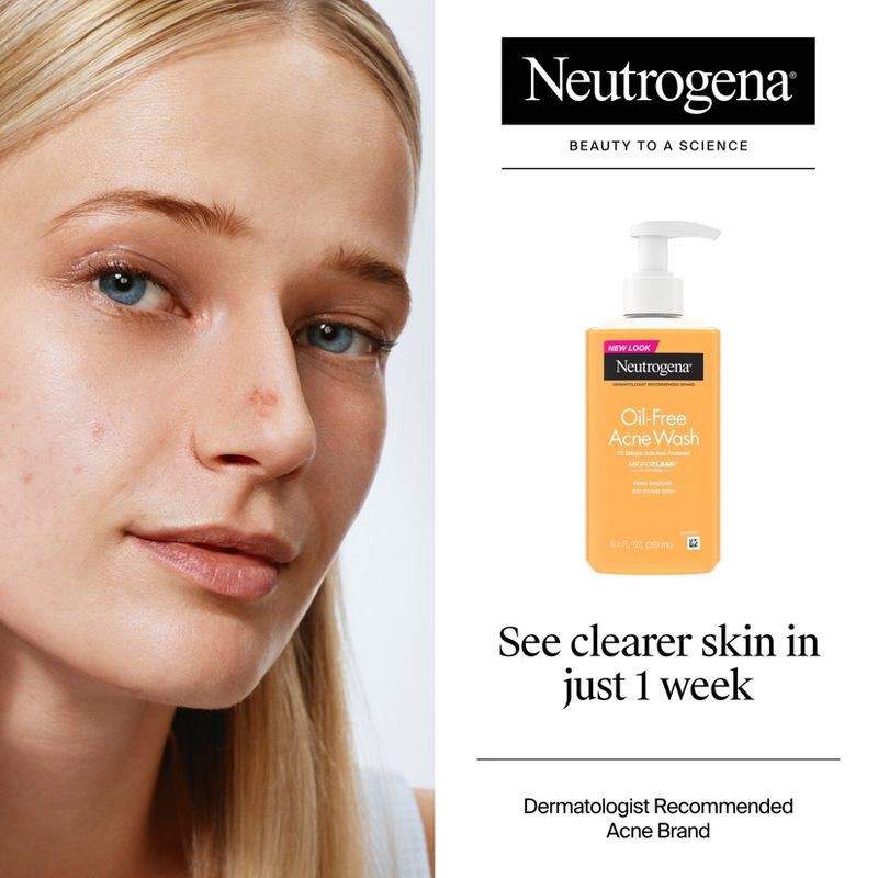 slide 4 of 9, Neutrogena Oil-Free Salicylic Acid Acne Fighting Face Wash - 9.1oz, 9.1 oz