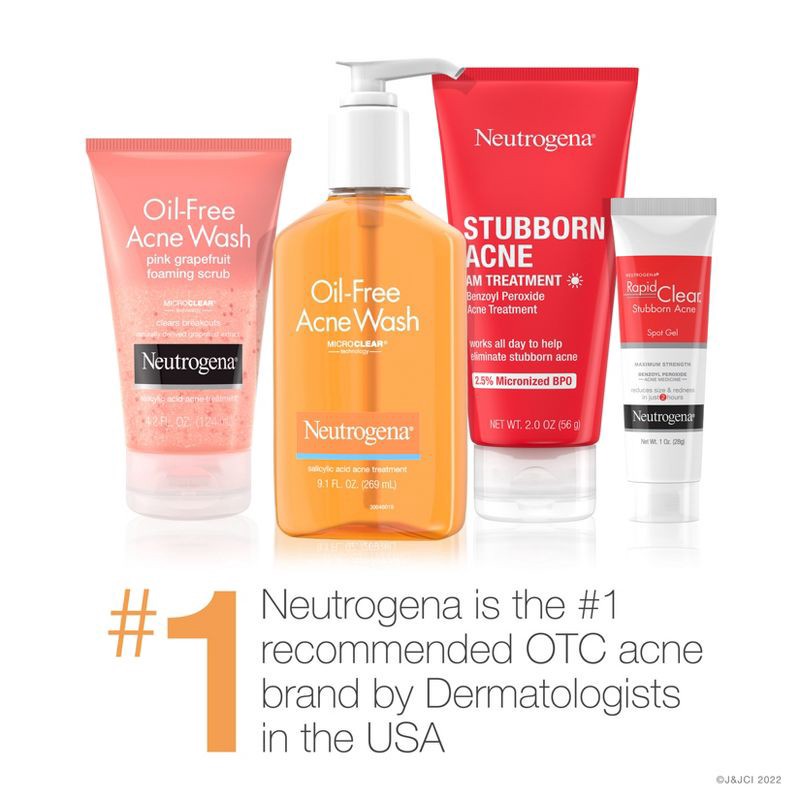 slide 8 of 9, Neutrogena Oil-Free Salicylic Acid Acne Fighting Face Wash - 9.1oz, 9.1 oz