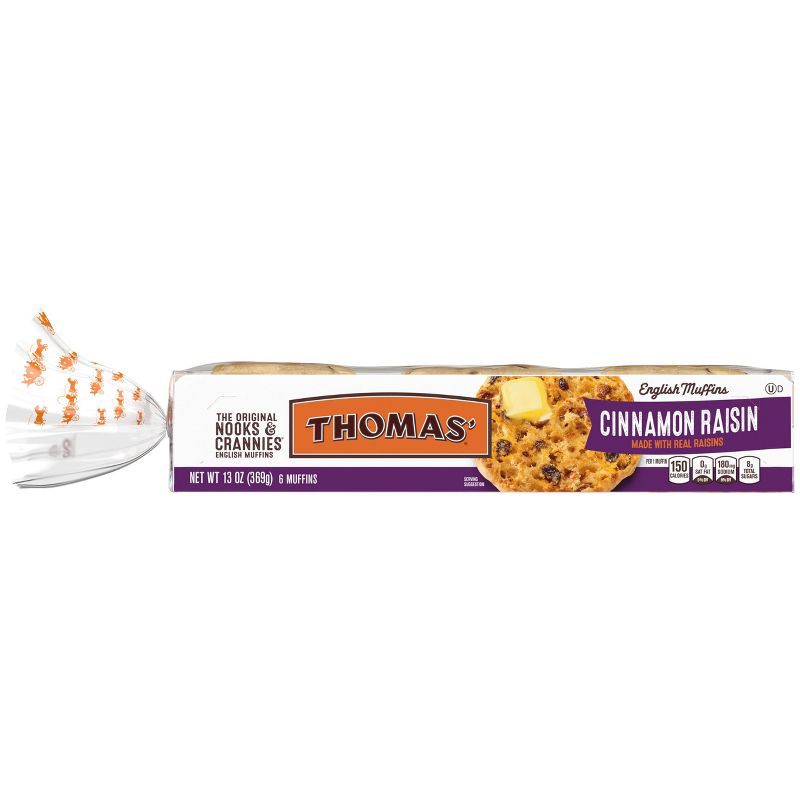 slide 8 of 11, Thomas' Cinnamon Raisin English Muffins - 13oz/6ct, 6 ct; 13 oz