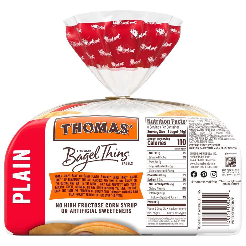 slide 2 of 7, Thomas' Plain Bagel Thins - 13oz/8ct, 8 ct; 13 oz