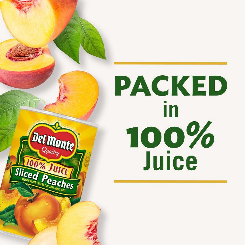 slide 4 of 6, Del Monte Yellow Cling Peach Slices in 100% Real Fruit Juice 15oz, 15 oz