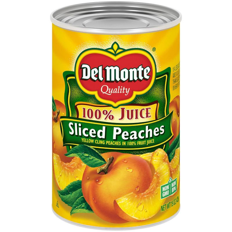 slide 1 of 4, Del Monte Yellow Cling Peach Slices in 100% Real Fruit Juice 15oz, 15 oz