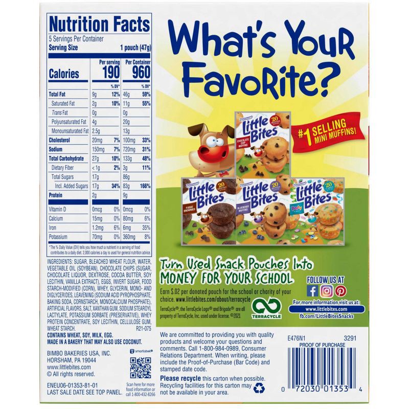 slide 11 of 13, Entenmann's Little Bites Chocolate Chip Muffins - 8.25oz/5ct, 8.25 oz, 5 ct