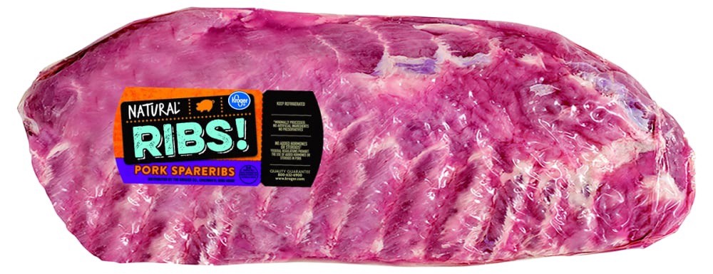 slide 1 of 2, Kroger Natural Pork Spare Ribs, per lb