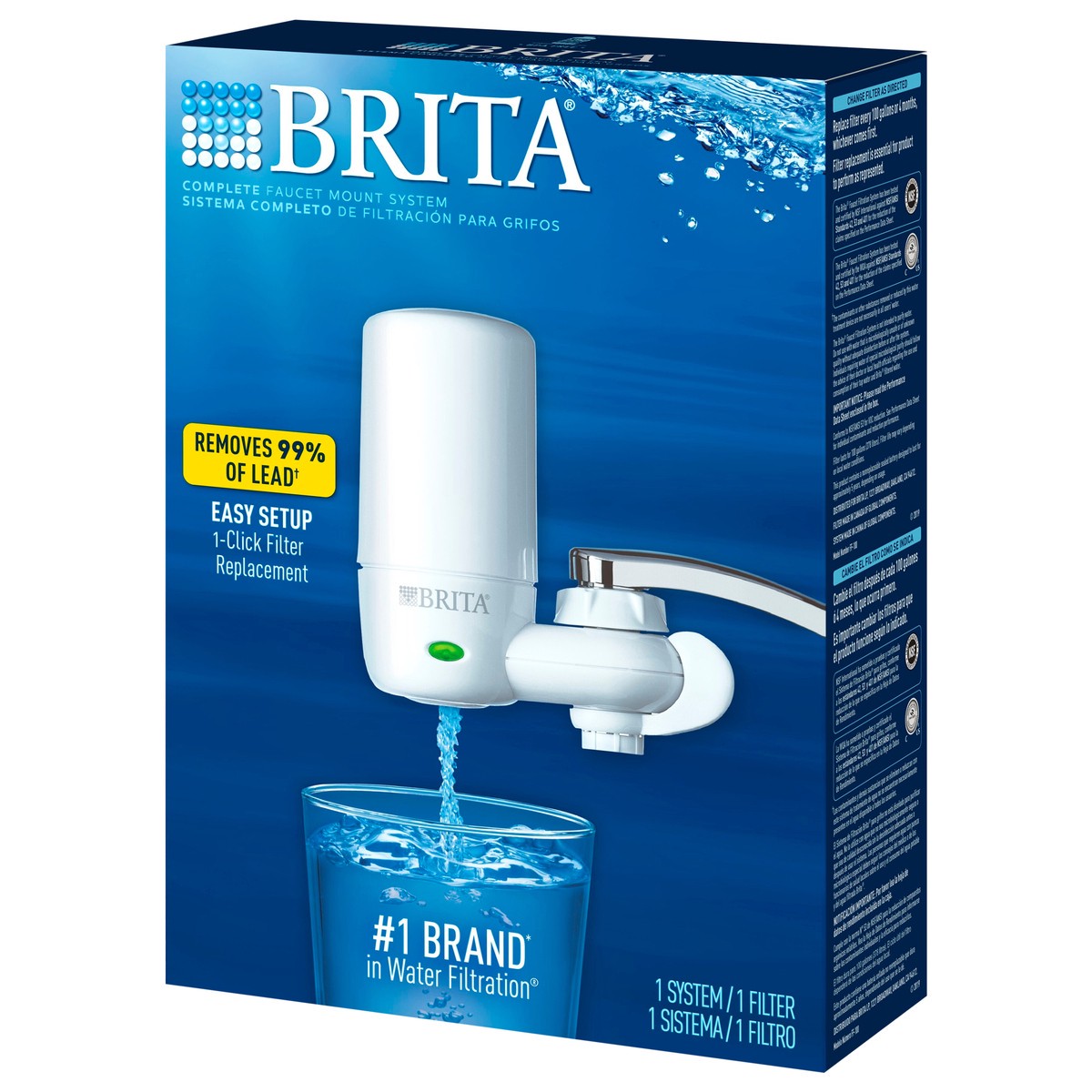 slide 9 of 9, Brita Faucet Mount System, Water Faucet Filtration System with Filter Change Reminder, Reduces Lead, Made Without BPA, Fits Standard Faucets Only, Elite Advanced, White, Includes 1 Replacement Filter, 1 ct