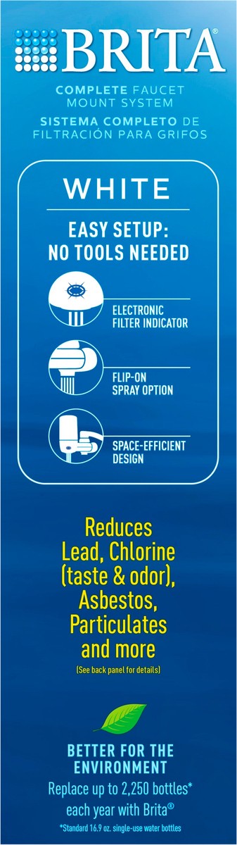 slide 4 of 9, Brita Faucet Mount System, Water Faucet Filtration System with Filter Change Reminder, Reduces Lead, Made Without BPA, Fits Standard Faucets Only, Elite Advanced, White, Includes 1 Replacement Filter, 1 ct