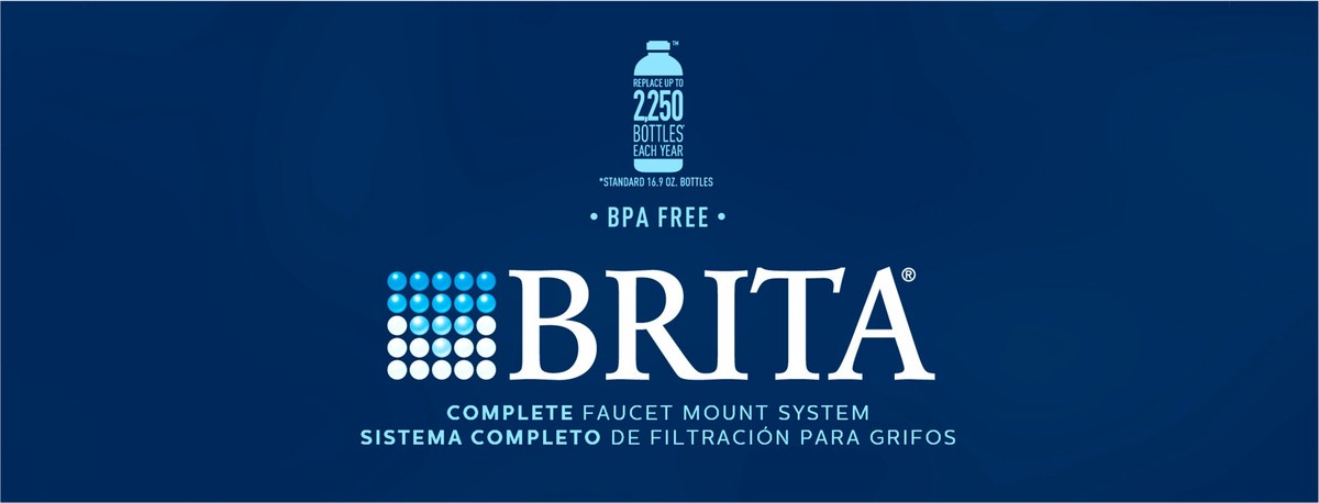 slide 2 of 9, Brita Faucet Mount System, Water Faucet Filtration System with Filter Change Reminder, Reduces Lead, Made Without BPA, Fits Standard Faucets Only, Elite Advanced, White, Includes 1 Replacement Filter, 1 ct