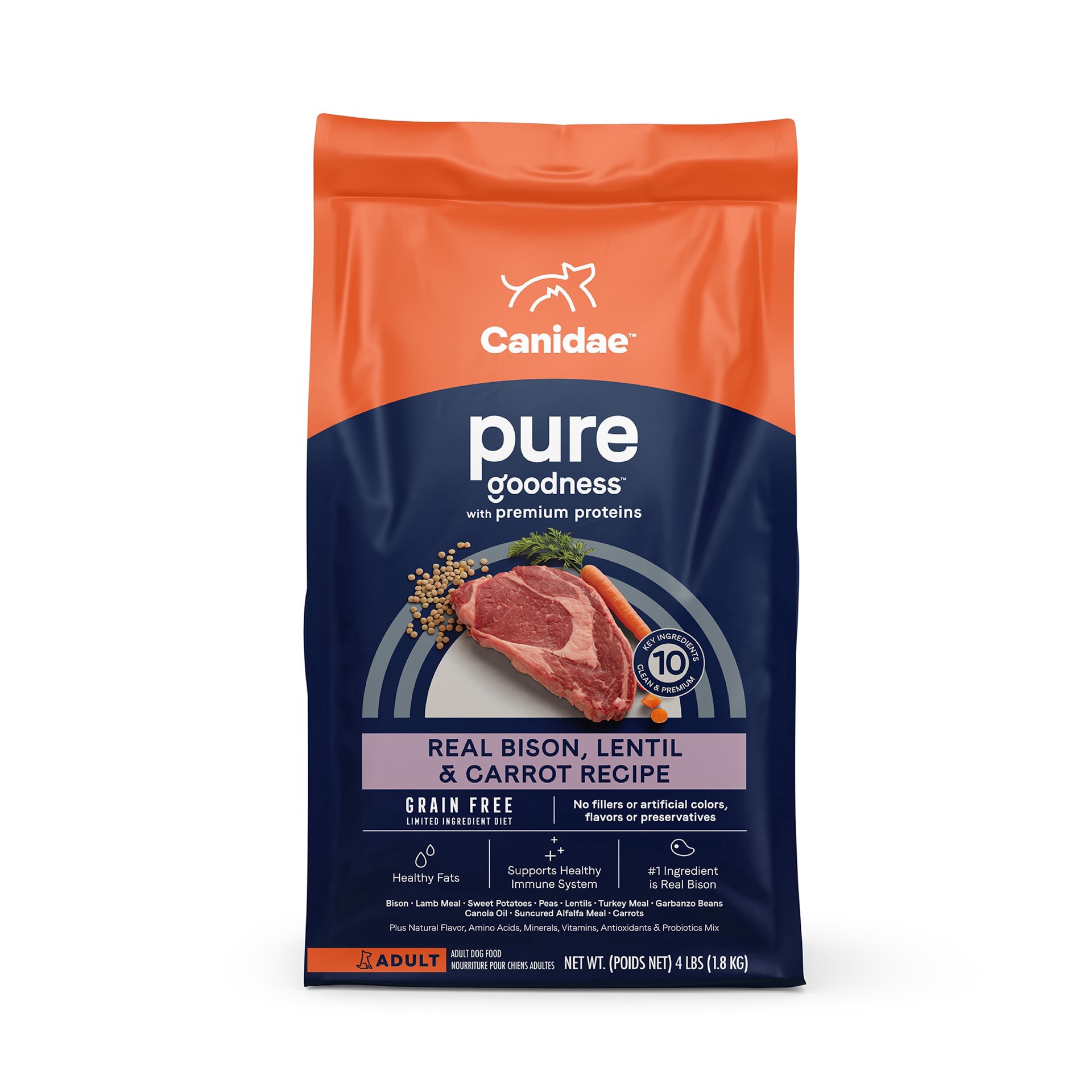 slide 1 of 1, CANIDAE Grain Free PURE Land Dog Dry Formula with Fresh Bison, 4 lb