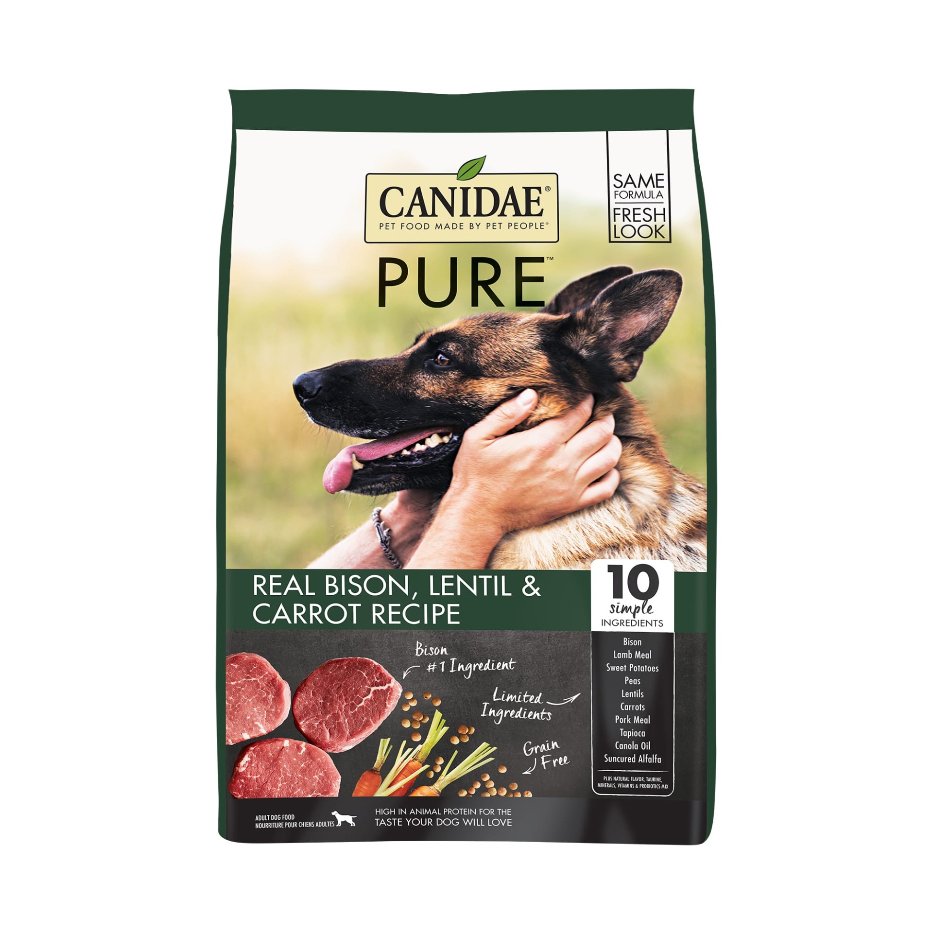 slide 1 of 1, CANIDAE Grain Free PURE Land Dog Dry Formula with Fresh Bison, 4 lb