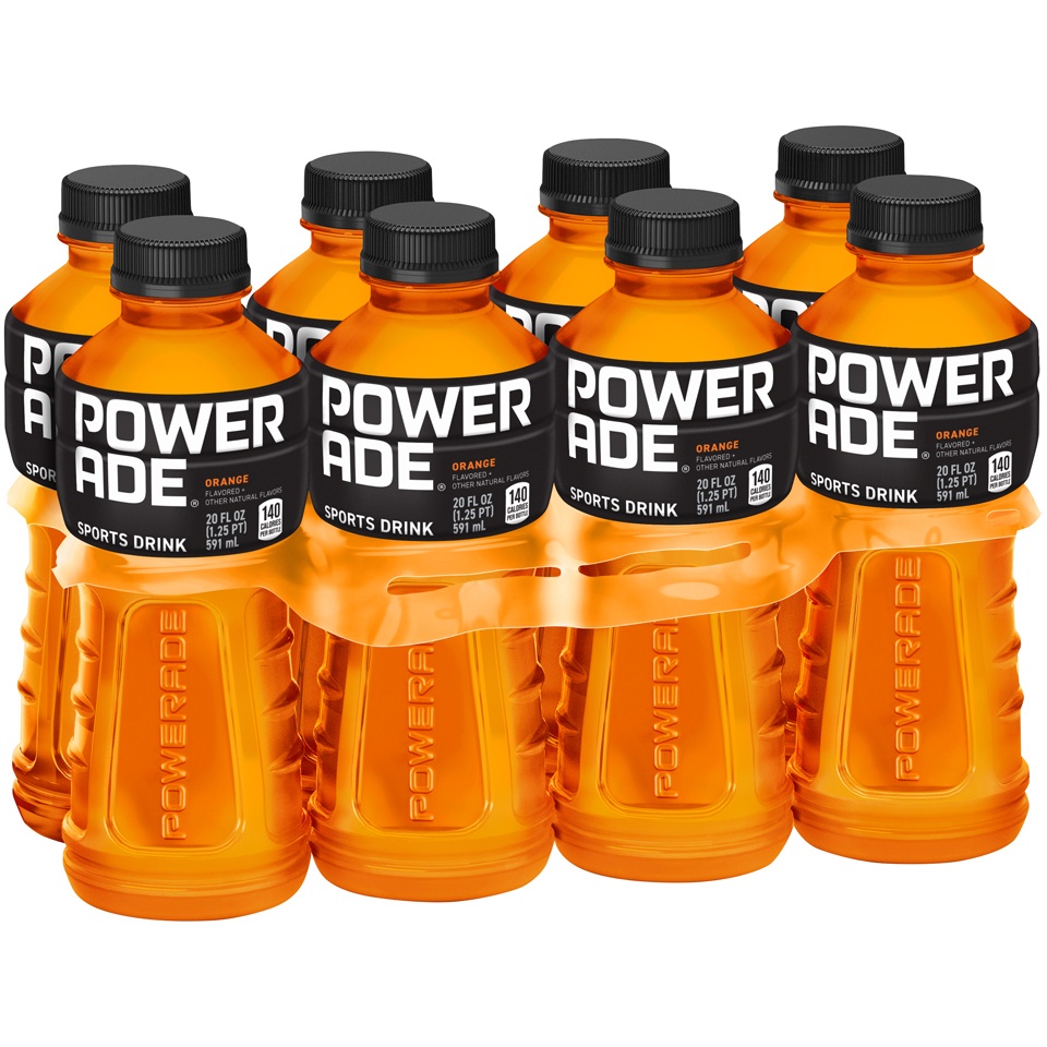 slide 3 of 3, POWERADE Orange Sports Drink, 20 fl oz (Pack of 8), 8 ct