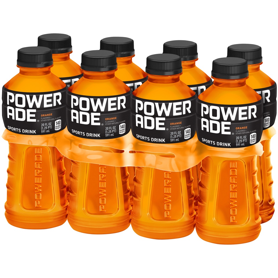 slide 2 of 3, POWERADE Orange Sports Drink, 20 fl oz (Pack of 8), 8 ct