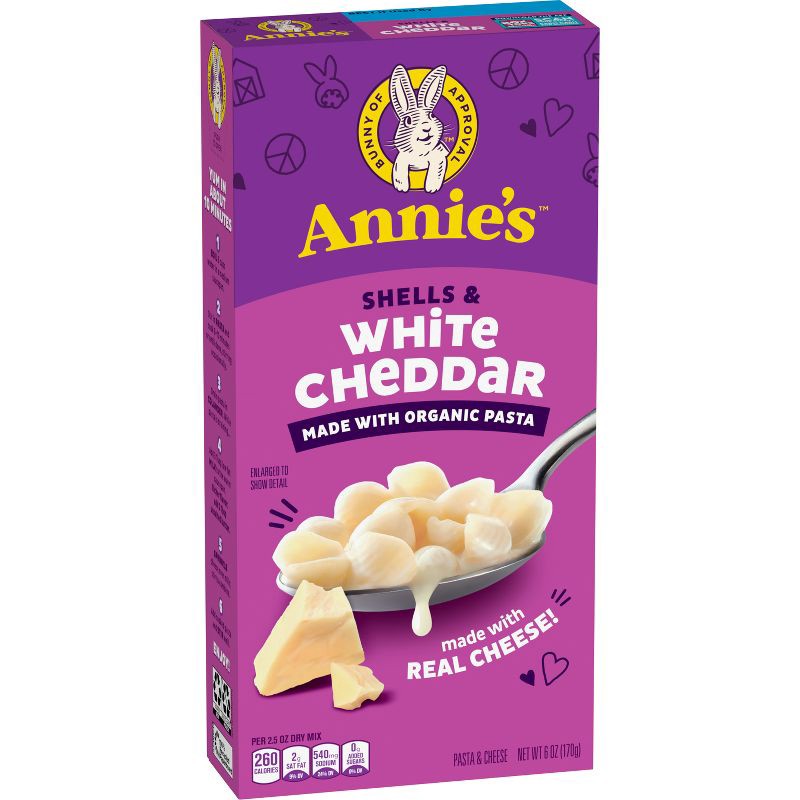 slide 1 of 10, Annie's Organic Shells & White Cheddar Mac and Cheese - 6oz: No Added Sugar, No Artificial Colors, No Artificial Flavors, 6 oz