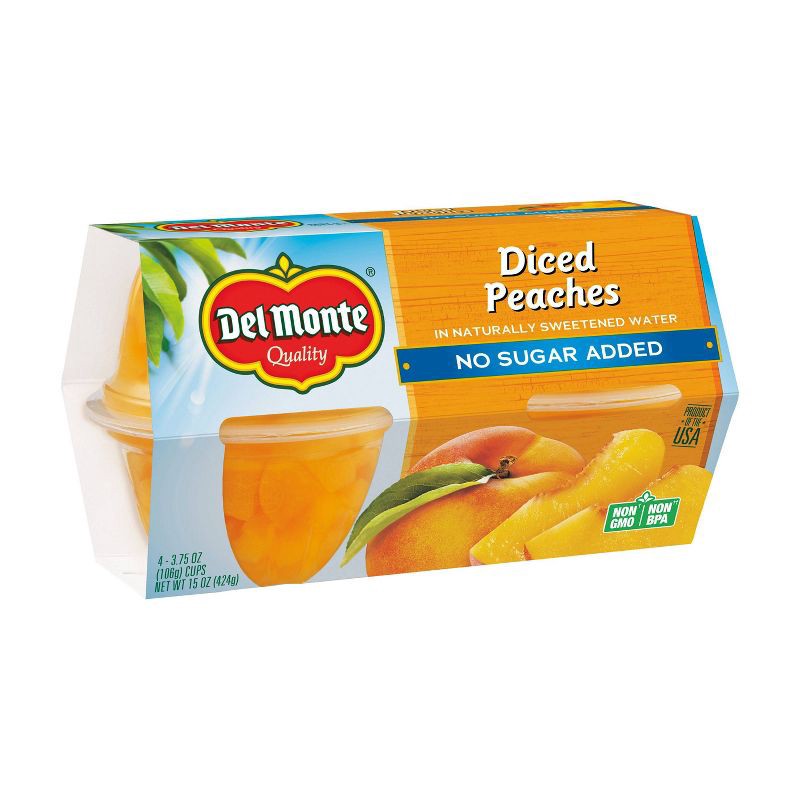 slide 2 of 3, Del Monte No Sugar Added Diced Peaches Fruit Cups - 15oz/4ct, 15 oz, 4 ct