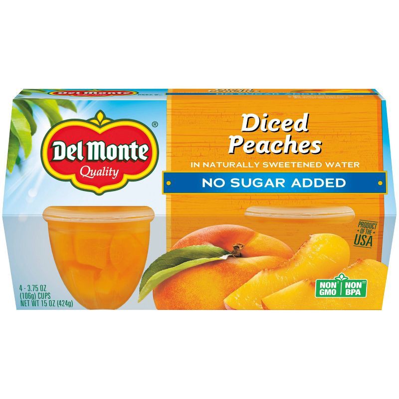 slide 1 of 3, Del Monte No Sugar Added Diced Peaches - 4ct/16oz, 4 ct; 16 oz