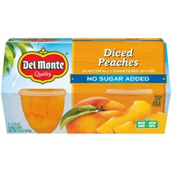 Del Monte No Sugar Added Diced Peaches Fruit Cups - 15oz/4ct