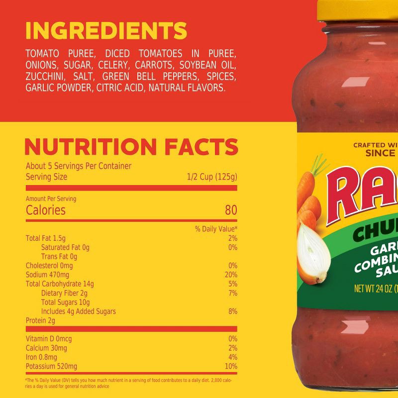 slide 7 of 8, Ragu Chunky Garden Combination Pasta Sauce - 24oz, 24 oz