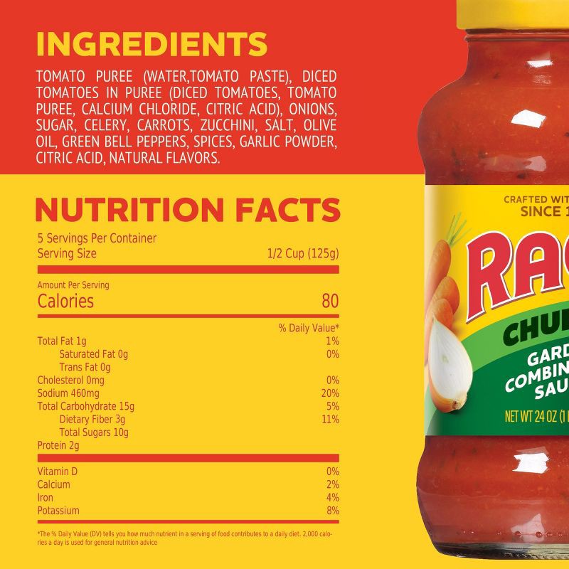 slide 7 of 8, Ragu Chunky Garden Combination Pasta Sauce - 24oz, 24 oz