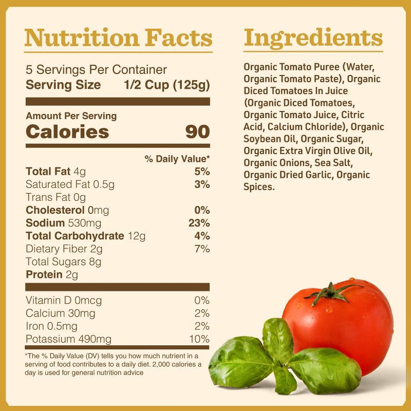 slide 5 of 8, Bertolli Organic Traditional Tomato & Basil Pasta Sauce - 24oz, 24 oz