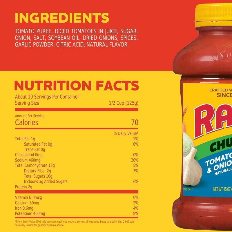 slide 6 of 7, Ragu Chunky Tomato, Garlic & Onion Pasta Sauce - 45oz, 45 oz