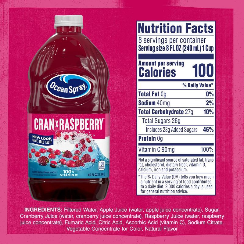 slide 3 of 10, Ocean Spray Cran-Raspberry Juice - 64 fl oz Bottle, 64 fl oz