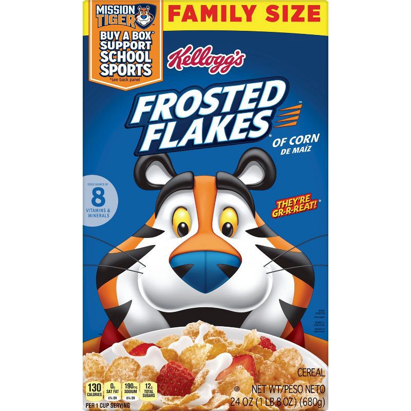 slide 2 of 7, Frosted Flakes Breakfast Cereal - 24oz - Kellogg's, 24 oz