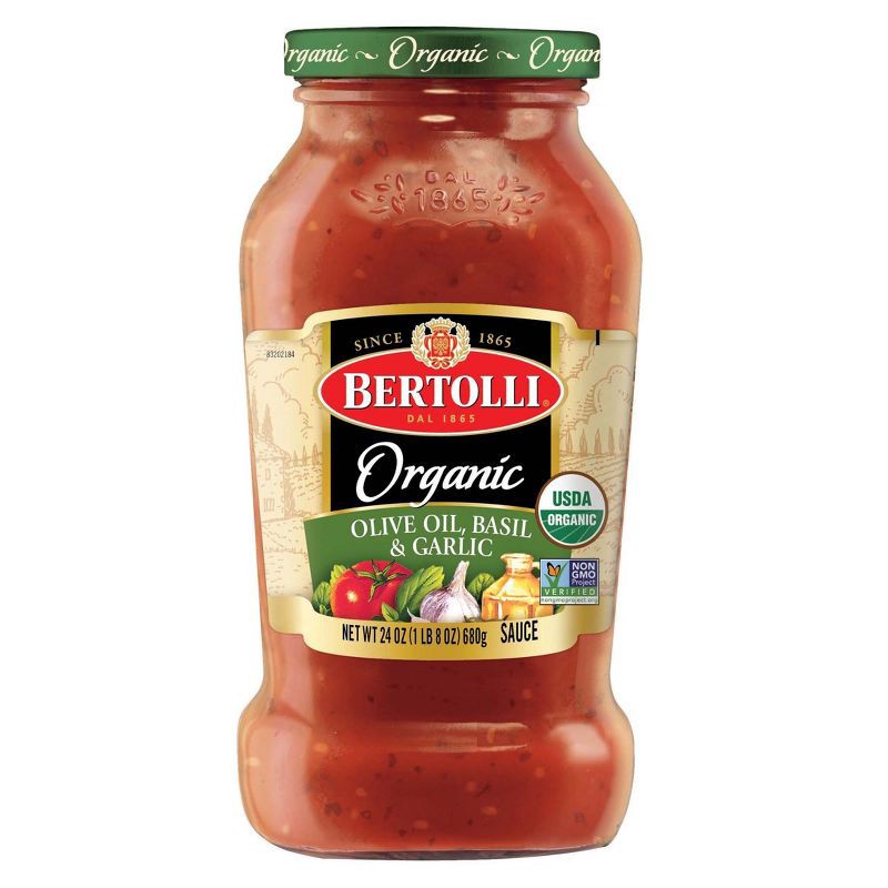 slide 1 of 8, Bertolli Organic Traditional Olive Oil, Basil & Garlic Pasta Sauce - 24oz, 24 oz