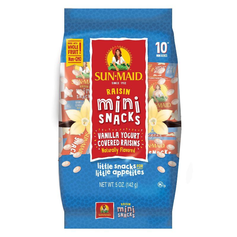 slide 1 of 9, Sun-Maid Vanilla Yogurt Covered Raisins Mini-Snack Box - .05oz / 10ct, .05 oz, 10 ct