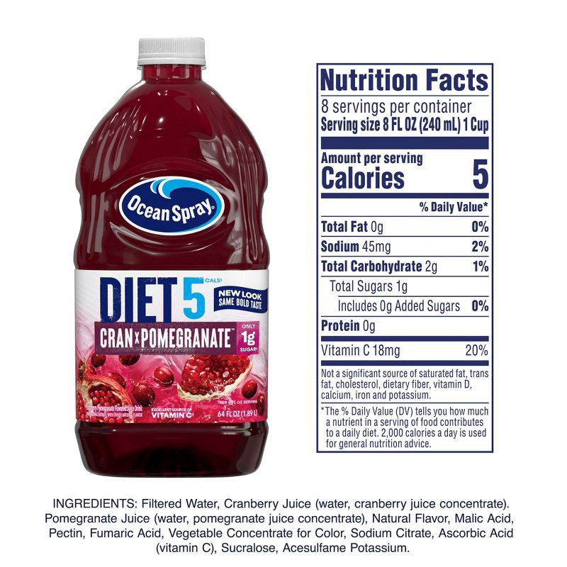 slide 3 of 10, Ocean Spray Diet Cranberry Pomegranate Juice - 64 fl oz Bottle, 64 fl oz