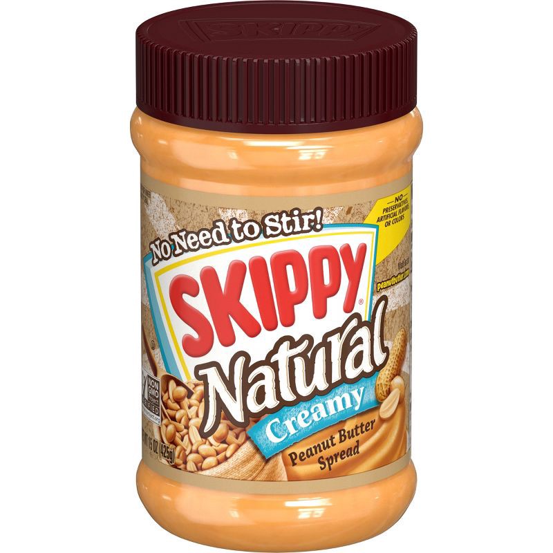 slide 1 of 9, Skippy Natural Creamy Peanut Butter - 15oz, 15 oz