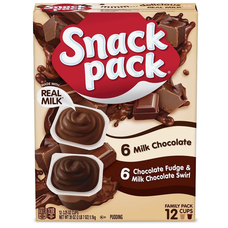 slide 1 of 5, Snack Pack Chocolate Fudge & Milk Chocolate Swirl Pudding - 39oz/12ct, 39 oz, 12 ct