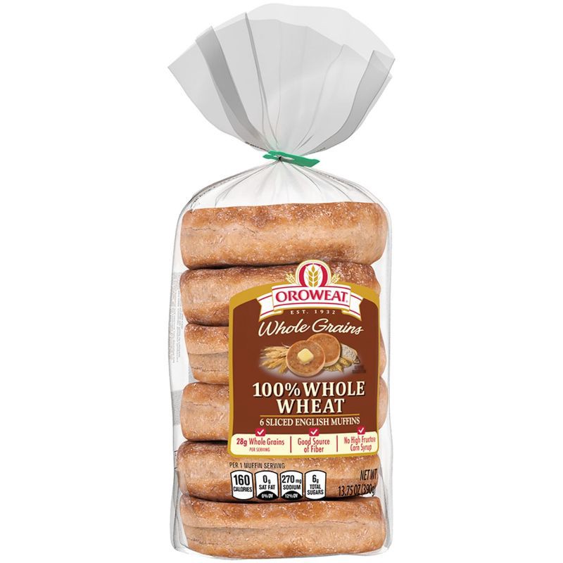 slide 2 of 7, Oroweat 100% Whole Wheat English Muffins - 13.75oz/6ct, 13.75 oz, 6 ct