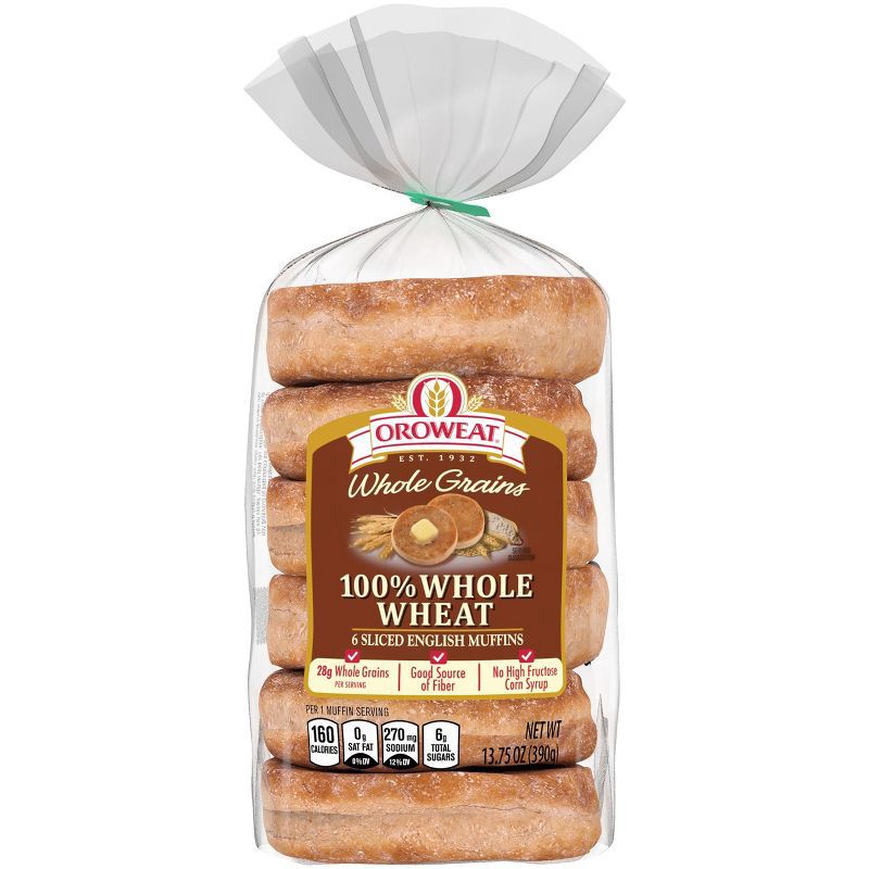 slide 7 of 7, Oroweat 100% Whole Wheat English Muffins - 13.75oz/6ct, 13.75 oz, 6 ct