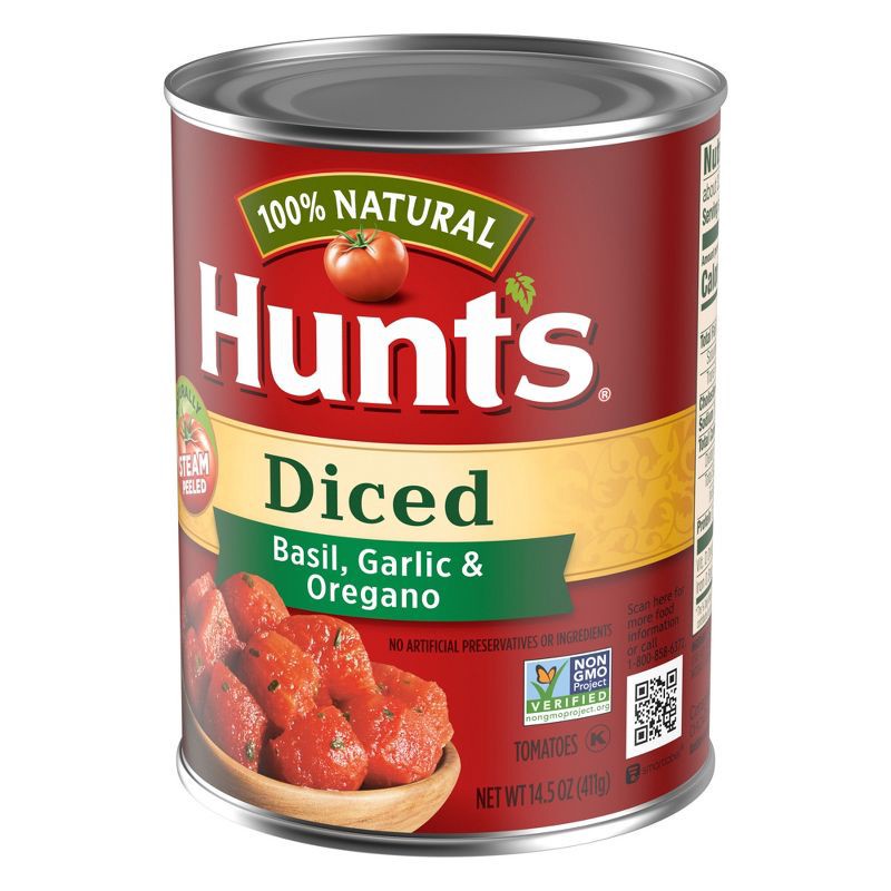 slide 2 of 6, Hunt's 100% Natural Basil, Garlic & Oregano Diced Tomatoes 14.5oz, 14.5 oz