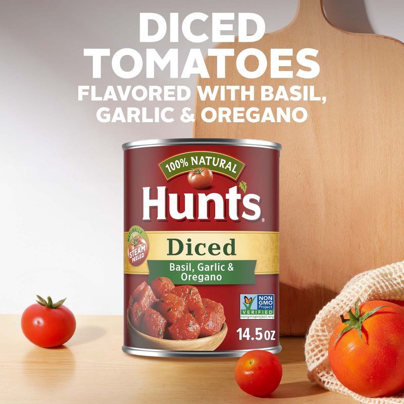 slide 4 of 6, Hunt's 100% Natural Basil, Garlic & Oregano Diced Tomatoes 14.5oz, 14.5 oz