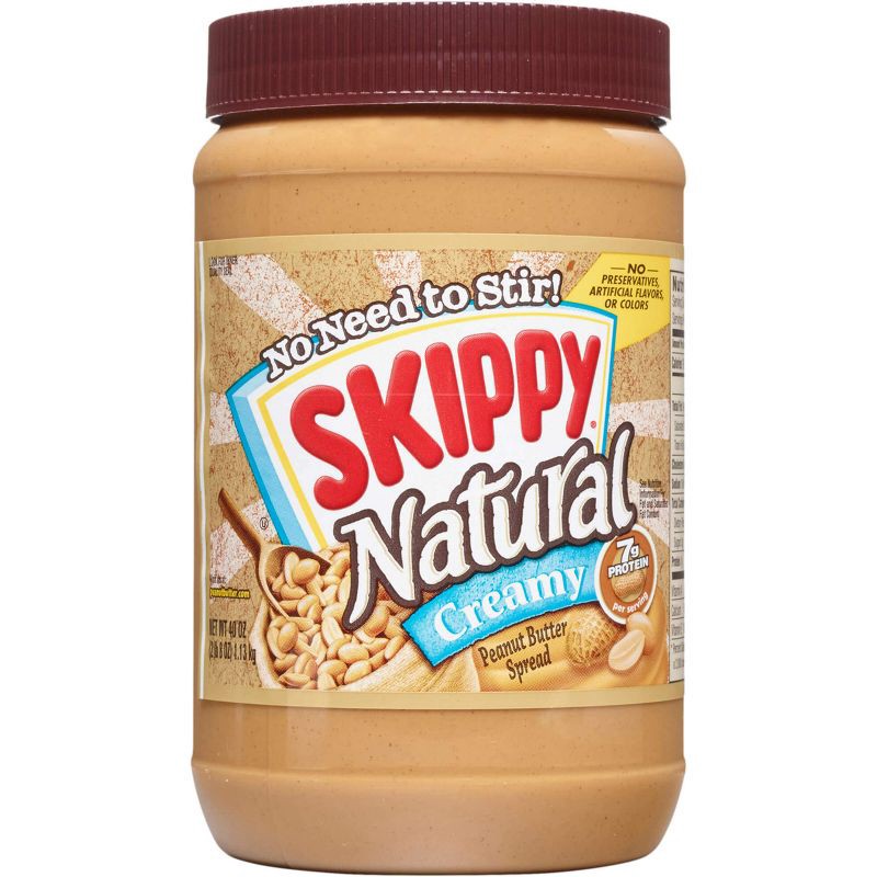 slide 1 of 9, Skippy Natural Creamy Peanut Butter - 40oz, 40 oz