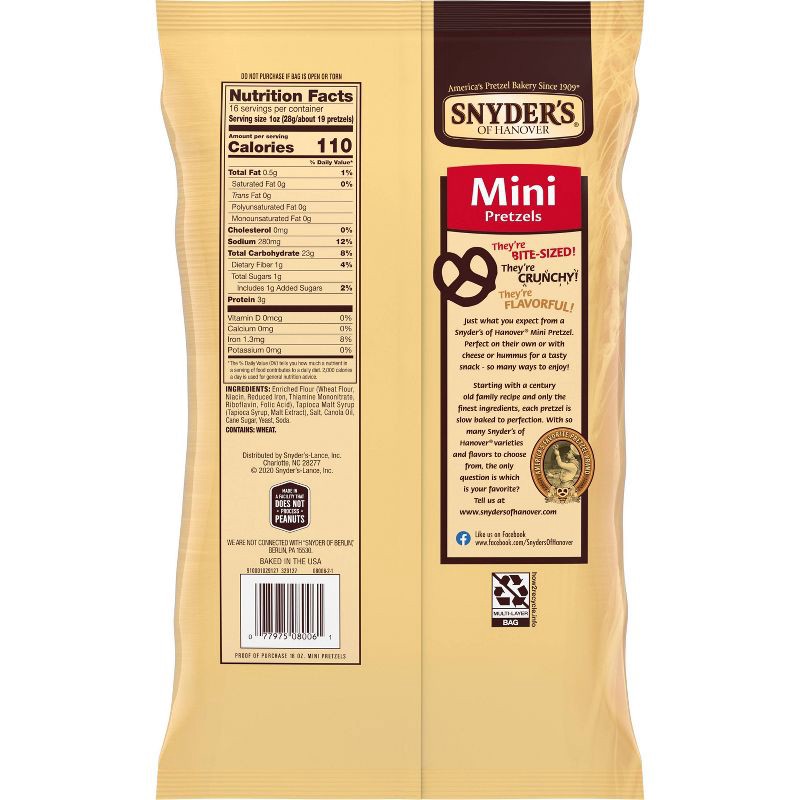 slide 2 of 10, Snyder's of Hanover Pretzels Mini Pretzels Family Size - 16oz, 16 oz