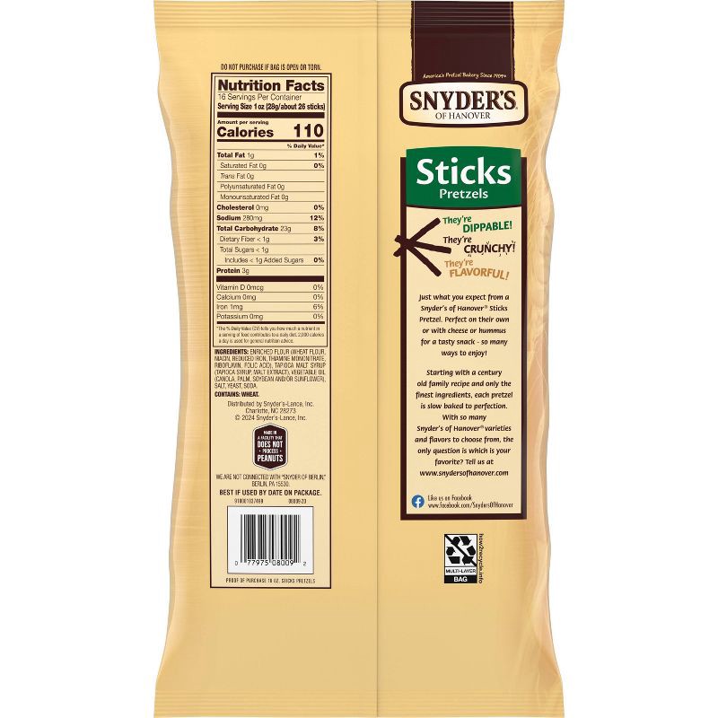slide 2 of 7, Snyder's of Hanover Pretzel Sticks Family Size - 16oz, 16 oz