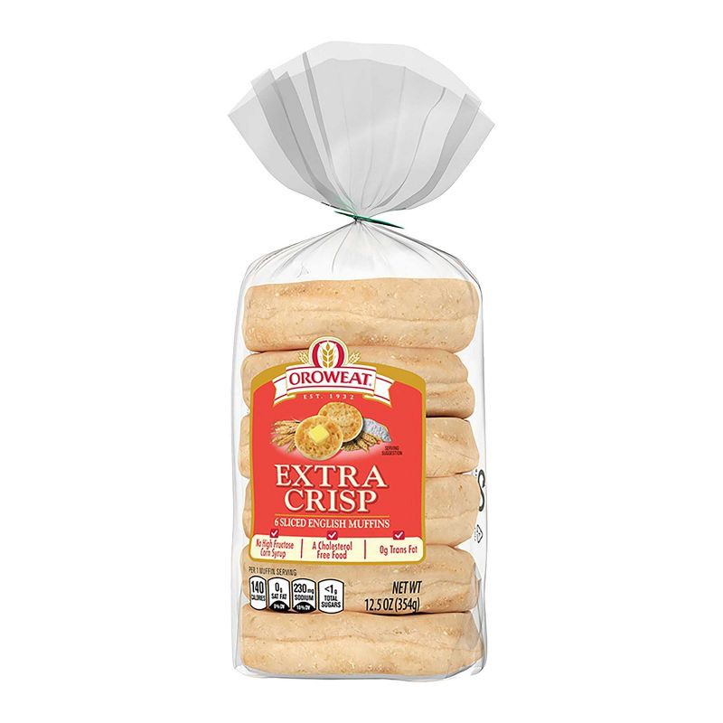 slide 2 of 10, Oroweat Extra Crisp English Muffin - 12.5oz/6ct, 12.5 oz, 6 ct