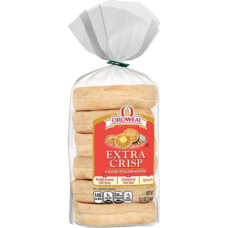 slide 3 of 10, Oroweat Extra Crisp English Muffin - 12.5oz/6ct, 12.5 oz, 6 ct