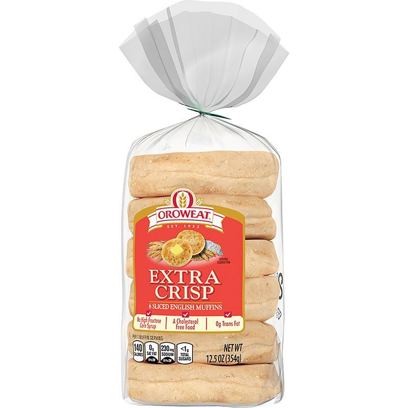 slide 4 of 10, Oroweat Extra Crisp English Muffin - 12.5oz/6ct, 12.5 oz, 6 ct