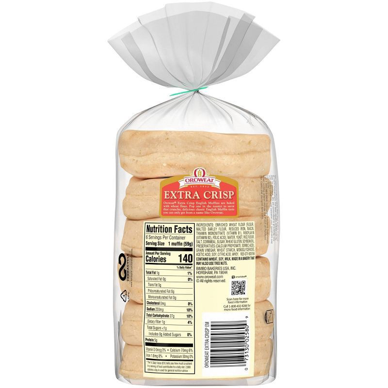 slide 6 of 10, Oroweat Extra Crisp English Muffin - 12.5oz/6ct, 12.5 oz, 6 ct