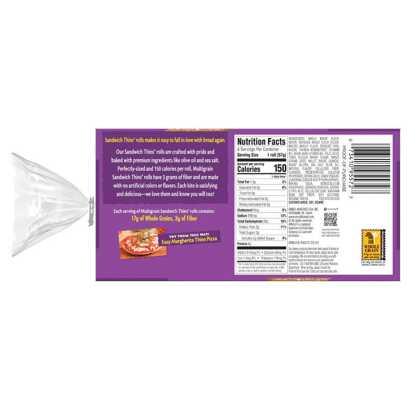 slide 10 of 13, Arnold Multigrain Sandwich Thins - 12oz, 12 oz