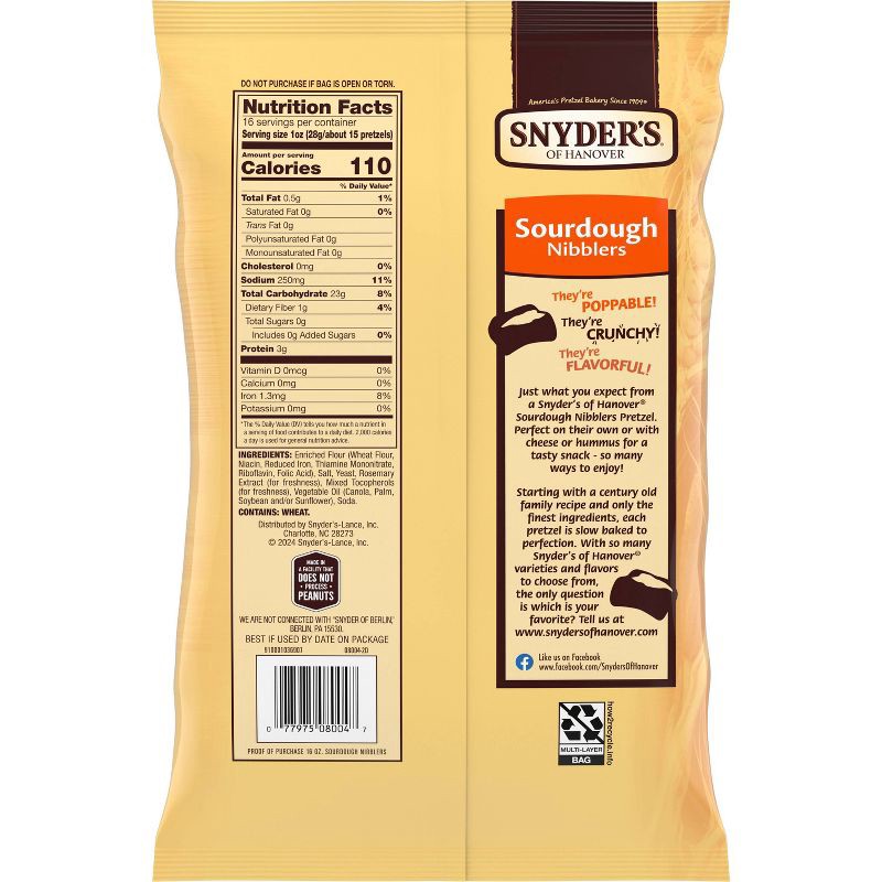 slide 2 of 9, Snyder's of Hanover Pretzels Sourdough Nibblers Family Size - 16oz, 16 oz