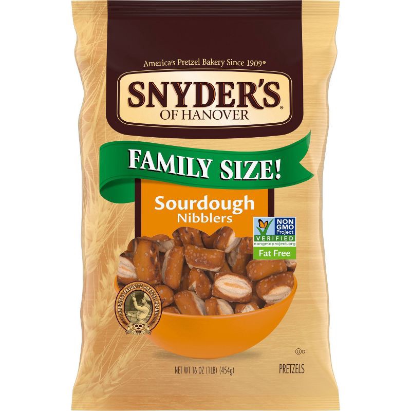 slide 1 of 9, Snyder's of Hanover Pretzels Sourdough Nibblers Family Size - 16oz, 16 oz
