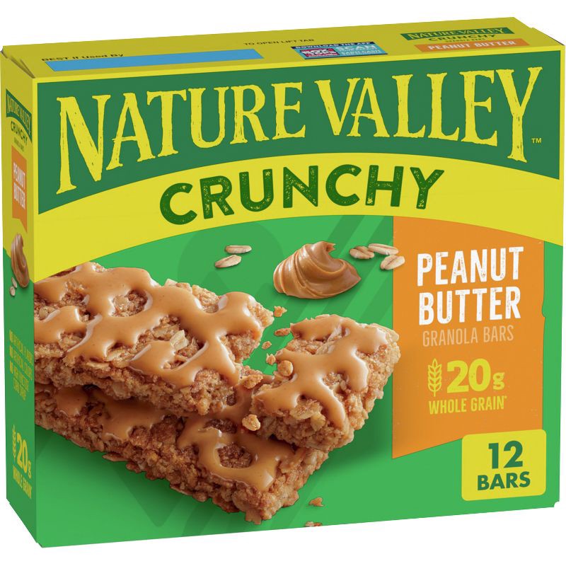 slide 1 of 7, Nature Valley Crunchy Peanut Butter Granola Bars - 6ct, 6 ct