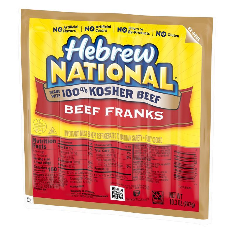 slide 2 of 12, Hebrew National Beef Franks - 10.3oz/6ct, 10.3 oz, 6 ct